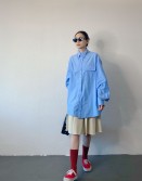 Blue Pin Stripe Boxy Shirt #250232